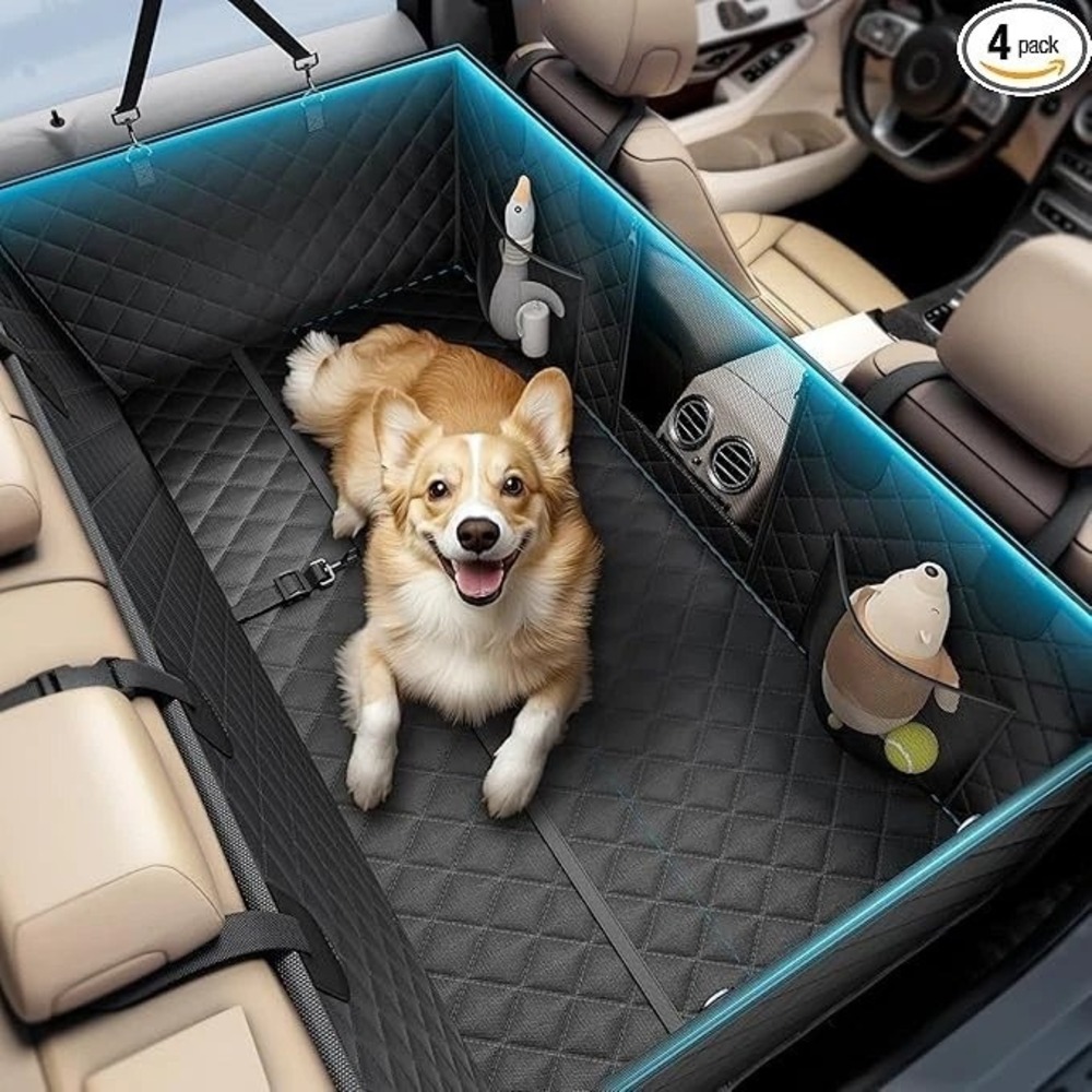 Wigoo Upgrade Dog Car Seat Cover for Back Seat Waterproof Bench Protector Black